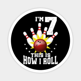 Bowling 7th Birthday Bday Party Kids 7 years Old Bowler Magnet